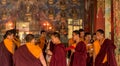 Prayers in Buddhist temple Royalty Free Stock Photo