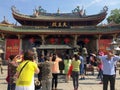 Prayers in front of Nanputuo Buddhist Temple in Xiamen city, China