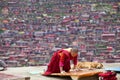 Prayers in the Sertar buddhish college Royalty Free Stock Photo