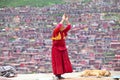 Prayers in the Sertar buddhish college Royalty Free Stock Photo