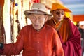 Prayers whirling prayer wheel in the Sertar buddhish college Royalty Free Stock Photo