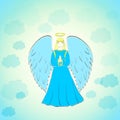 Praying Angel in Blue Sky Royalty Free Stock Photo