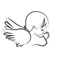 Praying angel child, believe icon vector