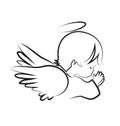 Praying angel child, believe icon vector