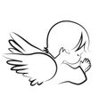 Praying angel child, believe icon vector