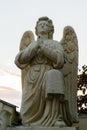 Praying angel statue located in Saint Nectarios Monastary Royalty Free Stock Photo