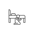 Praying, bed, Christianity icon. Simple line, outline vector religion icons for ui and ux, website or mobile application Royalty Free Stock Photo