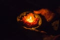 Praying on the boat in Ganga river varanasi Royalty Free Stock Photo