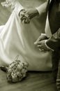 Praying bride and groom Royalty Free Stock Photo