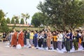 Praying buddhist believers