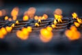 Praying candles burning in a temple Royalty Free Stock Photo