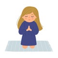 Little girl with closed eyes sincerely prays