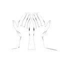 Praying hand drawing contour line art continuous