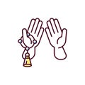 Praying hand RGB color icon