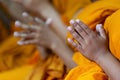 Praying Hands of boy monks amen buddhist for asian thanksgiving Royalty Free Stock Photo