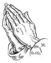 Praying Hands Prayer Christian Vintage Woodcut Royalty Free Stock Photo