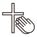 Praying hands and cross. Prayer icon