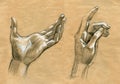 Praying Hands drawing illustration realistic sketch Royalty Free Stock Photo