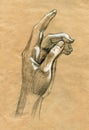 Praying Hands drawing illustration realistic sketch Royalty Free Stock Photo