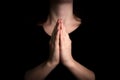 Praying hands with faith in religion and belief in God on blessing background. Power of hope or love and devotion in the Royalty Free Stock Photo