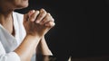 Praying hands with faith in religion and belief in God Royalty Free Stock Photo