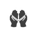 Praying hands holding Rosary Tasbih vector icon Royalty Free Stock Photo