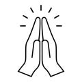 Praying hands line icon, namaste sign Royalty Free Stock Photo