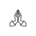 Praying hands line icon