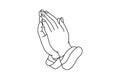 Praying hands line silhouette. Vector minimalist linear illustration. Royalty Free Stock Photo