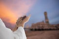 Praying hands Muslim women pray to worship with faith during the Ramadan