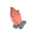 Praying hands. Old school tattoo. Vector illustration.