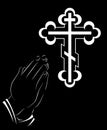 Praying Hands and orthodox cross - Illustration