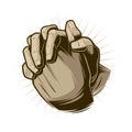 Praying hands. Pray logo. Religion illustration. Royalty Free Stock Photo
