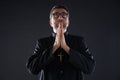 Praying hands priest portrait of male Royalty Free Stock Photo