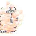 Praying hands with rosary Royalty Free Stock Photo