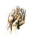 Praying hands with rosary Royalty Free Stock Photo