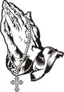 Praying hands with rosary tattoo Royalty Free Stock Photo