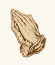 Praying Hands Sticker Brown Royalty Free Stock Photo