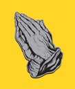 Praying Hands Sticker Yellow Royalty Free Stock Photo