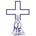 Praying Hands , symbol of Christianity hand drawn vector illustration sketch Royalty Free Stock Photo