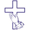 Praying Hands , symbol of Christianity hand drawn vector illustration sketch Royalty Free Stock Photo