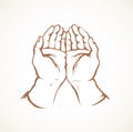 Praying hands. Vector drawing