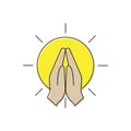 Praying hands vector icon symbol isolated on white background Royalty Free Stock Photo