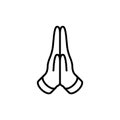 Praying hands vector icon on white background Royalty Free Stock Photo