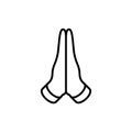 Praying hands vector icon on white background Royalty Free Stock Photo