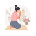 Praying isolated cartoon vector illustration.