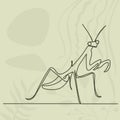 praying mantis drawing in one continuous line Royalty Free Stock Photo