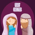 Praying mary and joseph manger nativity, merry christmas