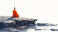 praying monk in watercolor style