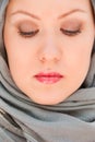 Praying moslem woman close-up portrait Royalty Free Stock Photo
